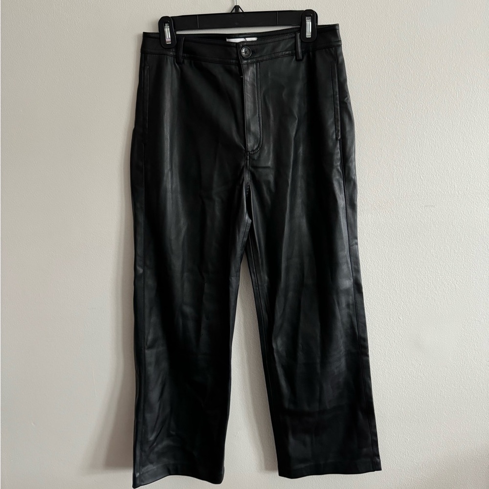 Mango Black Leather Pants in size 6